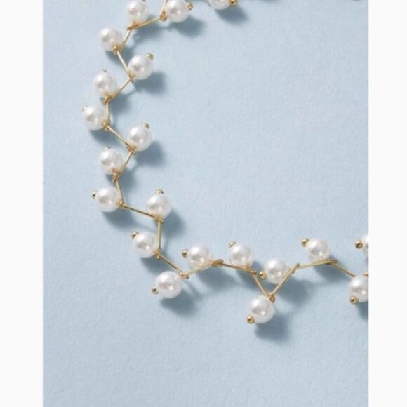 "Under the Sea" Pearl Choker Silver/Gold Necklace - Picture 2 of 7